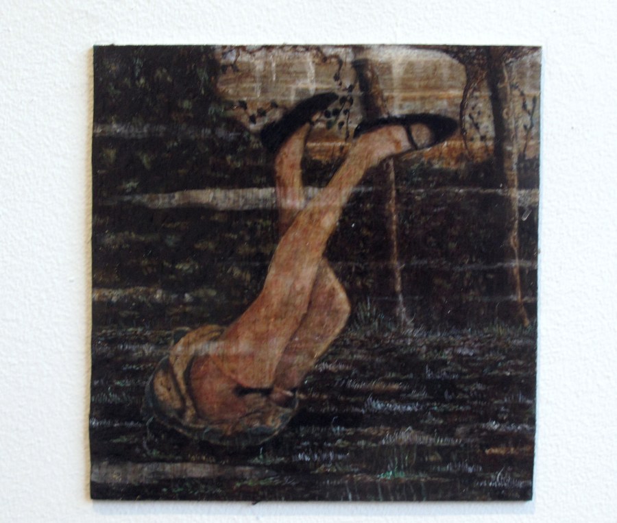 Down the Rabbit Hole, acrylic on vinyl, 7.5" x 7.5"